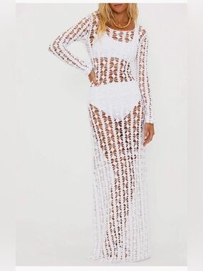 Beach Riot Ariana Crochet Cover Up dress long sleeve cover up XS